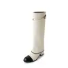 Botas de montar altas de tubo recto con tacón grueso de cadena estilo francés de piel de vaca suave, botas largas de tacón alto adelgazantes