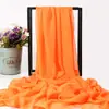 Lenço de Seda Grande de Cor Sólida de Seda Sintética para Verão Toalha de Praia à Beira-Mar Lenço Longo de Chiffon para Primavera e Verão Xale Plissado