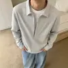 Sudadera con Capucha y Solapa con Cremallera Falsa de Dos Piezas para Hombre Otoño de Alta Gama Camiseta de Manga Larga Corte Limpio Top para Capas Interiores
