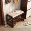 Banco para Trocar Sapatos de Madeira Maciça para Sala de Estar, Entrada de Casa, com Almofada Macia, Banco para Calçar Sapatos, Banco de Entrada, Armário de Sapatos, Aço Inoxidável