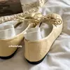 Elegantes Zapatos Planos de Punta Redonda con Lazo para Mujer, Nuevo Estilo de Verano, Boca Baja, Suela Suave, Zapatos de Ballet Mary Jane Fruncidos