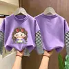 Camiseta básica de algodón puro linda para niños, camiseta de manga larga para niñas, top estiloso para niños mayores, estilo primavera y otoño 2026, imitación de dos piezas