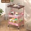 Estante de Almacenamiento Multicapa para Sala de Estar Removible Carro de Almacenamiento para Tazas de Snacks de Cafetería Estante de Almacenamiento Carrito para el Hogar con Tablero de Madera
