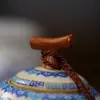 Bote de té de cerámica Ru ware azul y blanco, recipiente grande para té con forma de calabaza, recipiente sellado para té, un solo bote, estilo vintage
