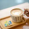 Taza de Café Artesanal Estilo Americano con Cuchara, Taza de Cerámica de Alta Estética, Hermosa Taza Grande de Boca Ancha para el Hogar