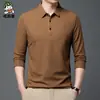Suéter Fino de Solapa Gofrada para Primavera y Otoño Nueva Camisa de Manga Larga de Negocios Camiseta para Hombre Moda Casual Holgada