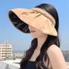 Sombrero de verano 2023 para mujer, parte superior vacía, pegamento negro, ala grande, combinable con todo, protector solar, sombrero con cubierta para la cabeza plegable a prueba de rayos UV