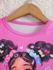 Comércio Exterior INS Bebê Feminino Verão Desenho Animado Cabeça Jeans Estampado Manga Curta Top Conjunto de Duas Peças Moda