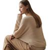 Suéter 100% Cachemira para Mujer 2025 Otoño e Invierno Nuevo Base Estilo Holgado Perezoso Manga Murciélago Cuello Redondo Jersey Tejido