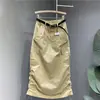 Falda Midi de Estilo Ropa de Trabajo con Cordón Inspirada en el Diseño para Mujer, Verano 2026, Delgada, Holgada, Casual, de Longitud Media, Adelgazante, que se Ajusta a la Cadera