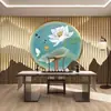 Fondo de pantalla animado de loto 8d Tienda de masajes de pies del Centro de Salud tela de pared papel tapiz de sala de té Mural de loto Zen chino nuevo