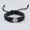 Jóias quentes transfronteiriças pulseira simples de couro preto trançado à mão pulseira criativa de personalidade para fãs corda de mão