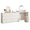 Tocador escritorio de dormitorio cajonera integrado mesa de maquillaje simple lujo ligero apartamento pequeño estilo crema mesa de maquillaje retráctil