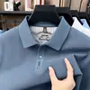 Camisa polo de manga larga de algodón puro para hombre, nuevo estilo de alta gama, casual, cómoda, suave, transpirable, camiseta para hombre con cuello