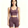 Conjunto de yoga con sujetador deportivo de copa integrada, sujetador deportivo para correr a prueba de impactos, top de tirantes de yoga con escote en V y espalda bonita con almohadillas en el pecho
