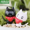 Joyería de musgo de jardín cálido micro paisajismo dibujos animados amor gato blanco y negro montaje DIY pequeños adornos