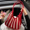 Bolsa Tote de Verão Nova 2025, Bolsa Tecida Listrada, Bolsa de Ombro Axilar Estilo Preguiçoso para Férias, Bolsa para o Dia a Dia, Bolsa Balde