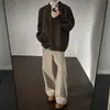 Cárdigan de punto con botones, marrón oscuro, smart casual, unisex, retro, prenda exterior casual, suéter de punto, corte holgado, estilo otoño