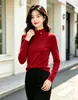 Camiseta base de punto de dos piezas con núcleo de lana hilada, estilo dulce, cuello alto simple con volantes, suéter grueso nuevo de otoño e invierno para mujer