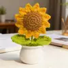 Planta de Girassol em Vaso Transfronteiriço Girassol de Lã Feito à Mão Flor Artificial de Girassol Ornamento de Mesa para Sala de Estudo Ornamento de Dia do Professor Presente