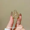 Anillo de Corona "Coronación de Estrella" Multicapa Incrustado de Diamantes, Anillo Versátil de Nicho Creativo Exquisito con Forma de V Totalmente Diamantado de Lujo Ligero