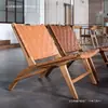 Silla de montar nórdica madera maciza retro sofá individual casa de huéspedes japonesa hotel silla de ocio silla con respaldo tejido de cuerda silla de ratán