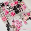 Dulce Genial BarbieGugubi Mengli Serie Rosa Negra Bolígrafo Corazón Flor Acrílico Hecho a Mano DIY Accesorios Materiales