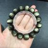 Pulseira de Obsidiana Natural Mexicana Estilo Antigo de Contas Círculo Único Olho de Gato Pulseira Masculina Pulseira Imponente