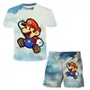 Patrón de impresión digital 3D de trabajador con gorra roja temático de videojuegos, ropa unisex para niños, conjunto casual de dos piezas de dibujos animados