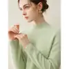 Suéter de cachemira de doble hebra engrosado de cuello alto medio para mujer, 100% cachemira pura, elegante capa interior, suéter base de color liso