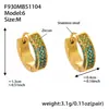 Brincos Omaca Estilo Ins de Alta Qualidade Coloridos com Fivela Circular de Zircônia 5A Aço Inoxidável Banhado a Ouro Real 18K para Mulheres