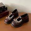 Zapatos Pequeños de Cuero Marrones Retro Británicos con Tacón Grueso para Mujer 2026 Nuevo Otoño Combinación Pequeña con Faldas Zapatos de Salón Mary Jane Individuales