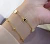 Pulsera Minimalista de Ágata y Concha de Doble Capa de Estilo Romano Europeo y Americano, Joyería de Acero de Titanio con Diseño Nicho de Jade Minimalista Estilo Ins 18K