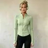 Chaqueta Deportiva con Cuello Alto y Cremallera para Mujer Ropa de Yoga Manga Larga con Agujeros para el Pulgar Alta Elasticidad Ropa Europea y Americana para Fitness Running Entrenamiento