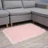 Lã Falsa Longa Sala de Estar Mesa de Centro Sofá Tapete de Chão Tapete de Janela de Canto Redondo Cor Simples Manta de Longa Pelagem Branco