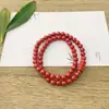 Pulseira de Areia Imperial com Círculo Duplo de Conteúdo Médio Pulseira Dupla de Areia Vermelha Pulseira Multijoia de Areia de Cristal Fonte de Fornecimento ao Vivo Atacado