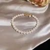 Pulsera de Zirconia Perla Chapada en Oro Real de 18k Moda Francesa de Nicho Pulsera Versátil Joyería de Lujo Ligero de Alta Gama para Mujeres