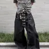 Fivela de Avião Retro Americana Design Jeans Cru Jeans Scimitar Unissex Silhueta Baggy Caimento Solto Calça Comprida