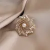 Broche de Flor Atmosférica de Vidro Exquisito Brilhante Strass Elegante Pinos de Roupa Flor Cardigan Botão Pin