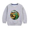Suéter infantil de cuello redondo con estampado de dinosaurio de dibujos animados para niños, top holgado de manga larga, ropa infantil, nuevo jersey al por mayor