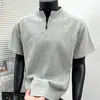Camiseta con Cuello Alto y Cremallera Estilo Old Money, Peso Alto, No Deformable, Media Cremallera, Diseño de Verano de Moda, Corte Regular en Hombros, Manga Corta, Venta al por Mayor