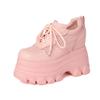 Zapatos de mujer con suela gruesa de 12 cm de altura oculta para primavera y verano, nuevos zapatos de mujer de una sola capa de cuero genuino hueco, zapatos deportivos de cuña de tacón ultra alto
