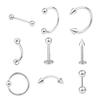 Juego mixto de 9 perforaciones directo de fábrica europeo y americano acero inoxidable uña de lengua uña de labio anillo de ombligo uña de ceja anillo de pezón