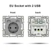 Interruptor Tuya Wifi Tipo 86 Estándar Europeo y Módulo de Función Combinación de Enchufe Estilo Alemán con Panel de Vidrio Gris Inteligente