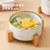 Bol para fideos nórdico, bol para sopa, creativo, patrón de mármol, bol para mascotas con marco de madera, bol para gatos, bol de agua, bol para cereales, decoración suave, maceta
