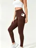 Pantalones de yoga ajustados para mujer con bolsillos en forma de lágrima, tela suave y cómoda, adecuados para fitness y ejercicio, ropa deportiva transfronteriza