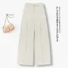 Calça larga artística e simples com caimento fluido feita sob medida, nova moda outono 2026 cintura alta emagrecedora versátil calça casual