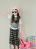 Pantalones Casuales Rectos de Lana a Cuadros Estilo Coreano para Niñas 2024 Otoño Nuevo Estilo Moda Versátil de Pierna Ancha para Niños Bebé