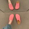 Couro Genuíno Outono e Inverno Novos Casuais Sapatos Meio Sapatos Baotou de Solado Grosso Sola Plana Combinam com Tudo Slip-on Vintage Sapatos Burkenneth Sapatos de Camada Única Femininos