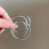 Brincos de argola grandes de camada dupla super brilhantes para mulheres, design exclusivo do Instagram, estilosos, simples, versáteis
